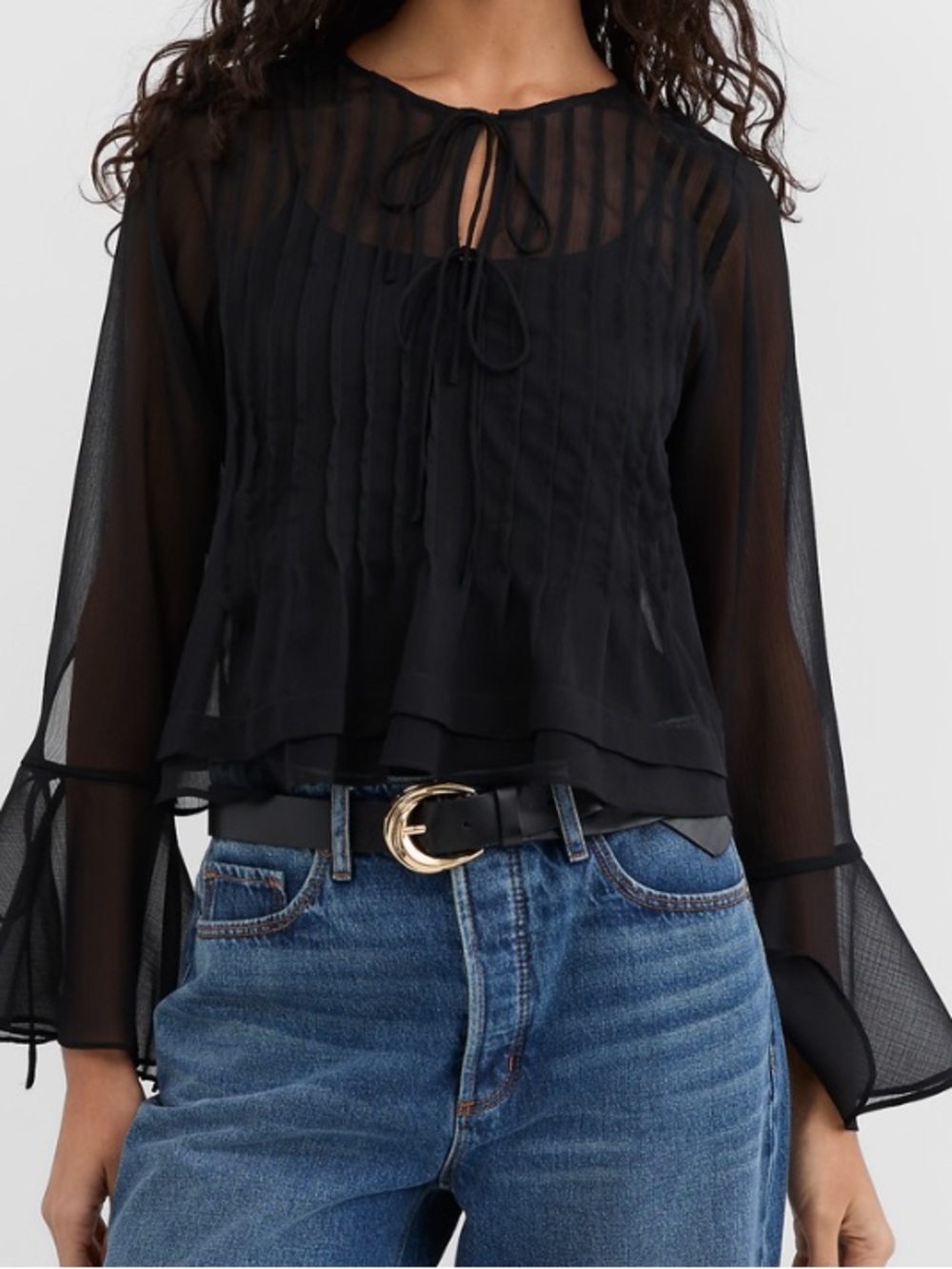Loft Pintucked Bow Blouse (Petite)